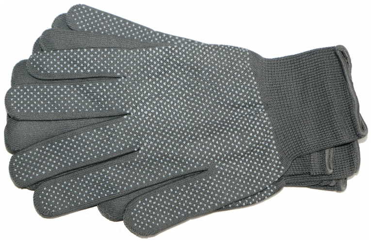 Перчатки рабочие хозяйственные х/б нейлоновые с точками ПВХ серые 5 пар/упаковка