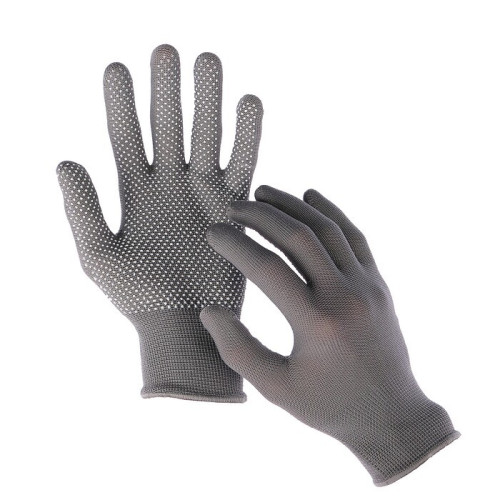 Перчатки рабочие хозяйственные х/б нейлоновые с точками ПВХ серые 5 пар/упаковка