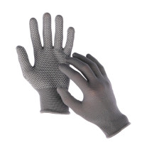 Перчатки рабочие хозяйственные х/б нейлоновые с точками ПВХ серые 5 пар/упаковка