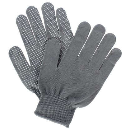 Перчатки рабочие хозяйственные х/б нейлоновые с точками ПВХ серые 5 пар/упаковка