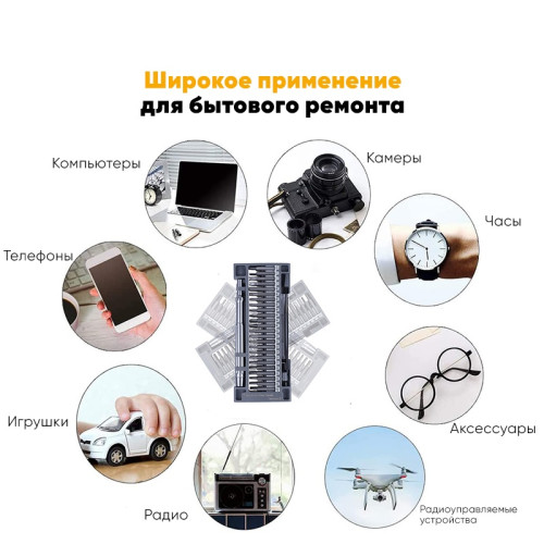 Многофункциональный набор отверток для точных работ со сменными битами 50 в 1 в металлическом пенале сталь S2