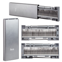 Многофункциональный набор отверток для точных работ со сменными битами 50 в 1 в металлическом пенале сталь S2