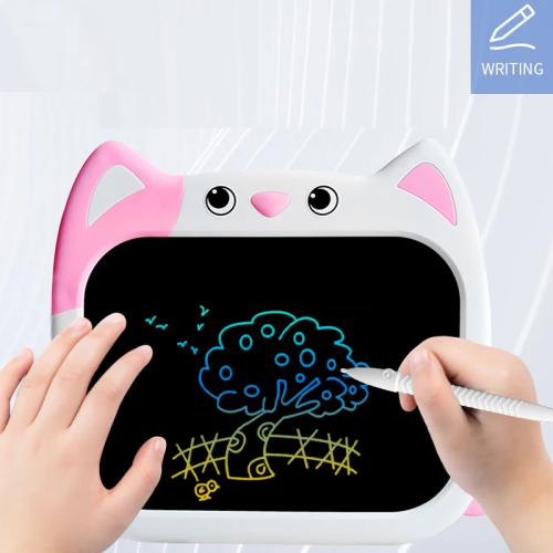 Детский графический планшет для рисования 10" HD M10 в форме котика со стилусом