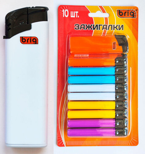 Зажигалка пьезо многоразовые 10 штук в блистере B208Solid