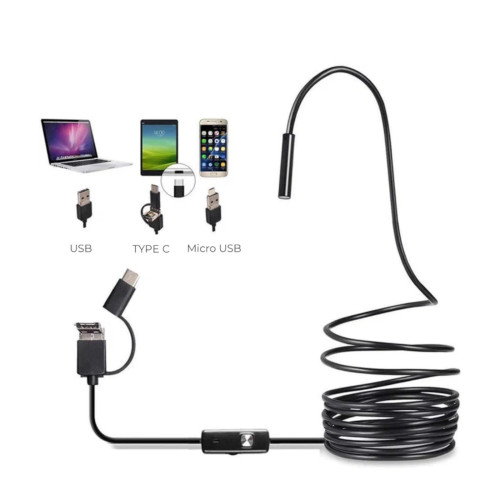 Водонепроницаемый гибкий эндоскоп Type-C/USB с подсветкой 5 метров Y102