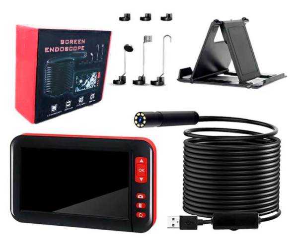 P20 Эндоскоп 5 метров с экраном 4,3" водонепроницаемый гибкий с подсветкой
