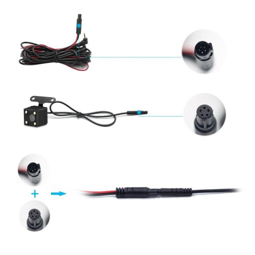 Камера заднего вида 5 pin 4led с проводом 5 метров  2,5 jack / камера 5 пин для зеркала видеорегистратора