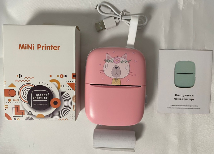 Детский мини термо принтер блютуз Mini Printer / портативный карманный принтер для смартфона