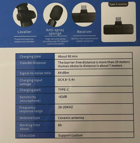 WM-4 Петличный беспроводной микрофон Type-C (набор накамерный микрофон с приемником)