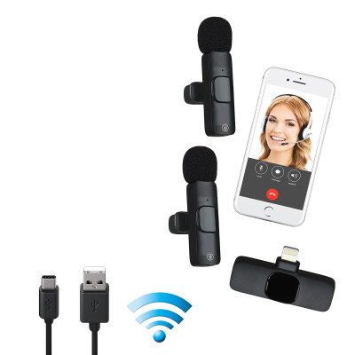 2 в 1 Петличный беспроводной микрофон Lightning (набор 2 беспроводных микрофона с приемником лайтинг WM-5)
