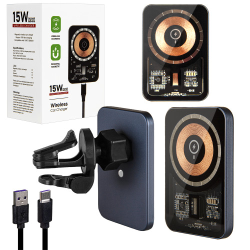 Держатель автомобильный магнитный с беспроводной зарядкой 15W max