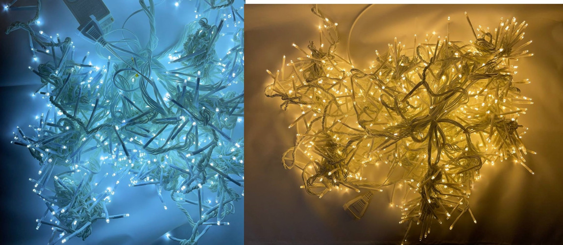 Светодиодный занавес дождь уличный / гирлянда штора для улицы и дома теплый белый 2х2м