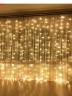 Светодиодный занавес дождь уличный / гирлянда штора для улицы и дома теплый белый 2х2м