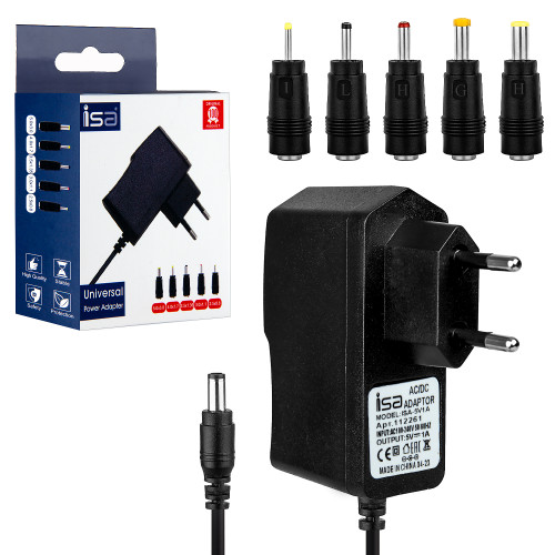 Универсальный блок питания 5V 1A с адаптерами, 5 сменных разъемов, AC/DC Universal Power Adapor