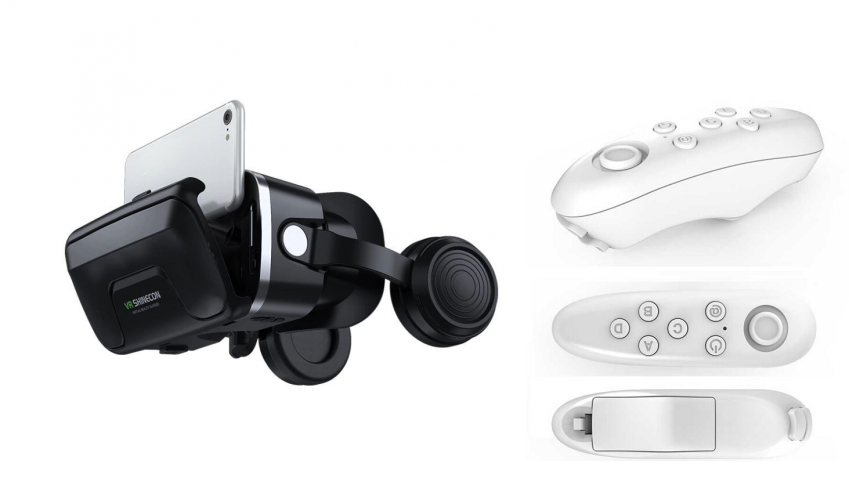 Очки виртуальной реальности с наушниками VR SHiNECON 10.0 + Пульт Bluetooth