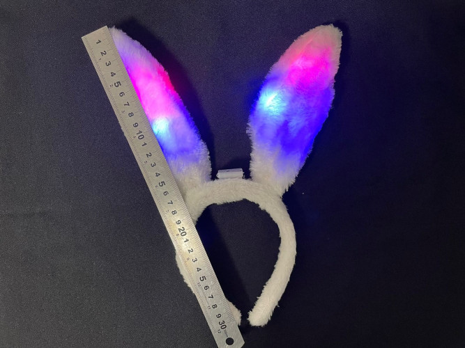 Ободок на голову ушки зайца белые светящиеся