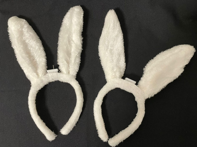 Ободок на голову ушки зайца белые светящиеся