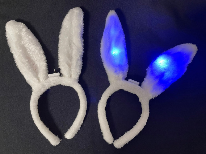 Ободок на голову ушки зайца белые светящиеся