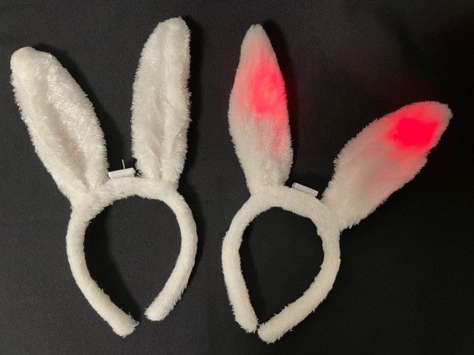 Ободок на голову ушки зайца белые светящиеся