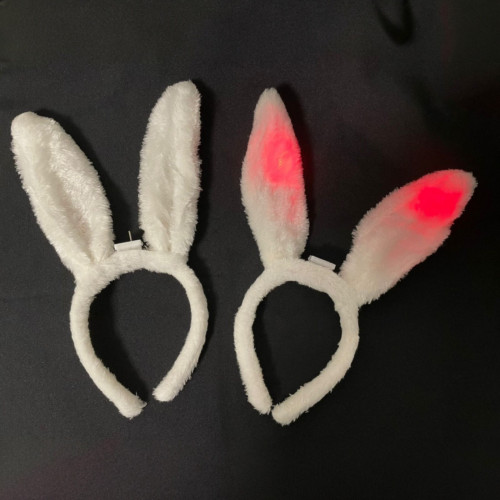 Ободок на голову ушки зайца белые светящиеся