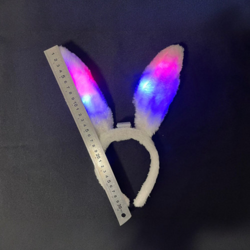 Ободок на голову ушки зайца белые светящиеся