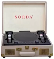 Караоке система колонка с двумя микрофонами SORDA SD-2109 Ретро чемодан серый