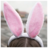 Ободок на голову ушки зайца бело-розовые / заячьи уши розовые с белым